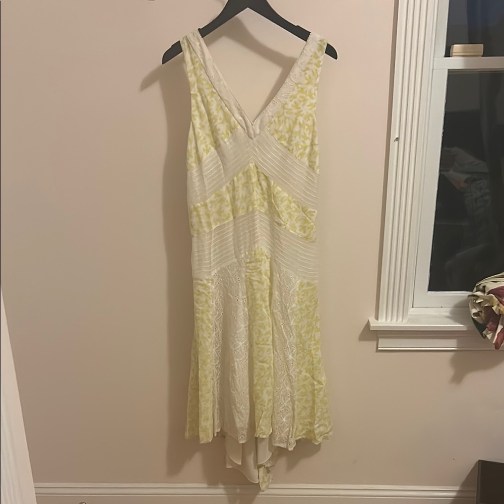 Anthropologie Yellow Cream High Low Sundress V-Neck